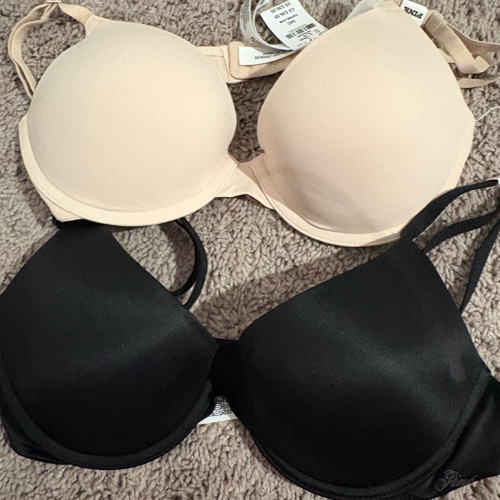 Pink Victoria's Secret Black And Cream Bras